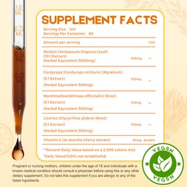 MaxuraFit MaxuraFit Mullein Drops for Lungs Liquid - Support Respiratory Herbal Supplement,Mullein Leaf Extract for Lungs Cleanse with Cordyceps, Marshmallow Root & Licorice Root Extract 2 fl oz