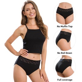 Altheanray Womens Underwear Cotton Panties for Women Bikini Underwear Soft Hipster Lace Breathable Ladies Briefs 5 Pack(3020M-BlackSkinWhite5)