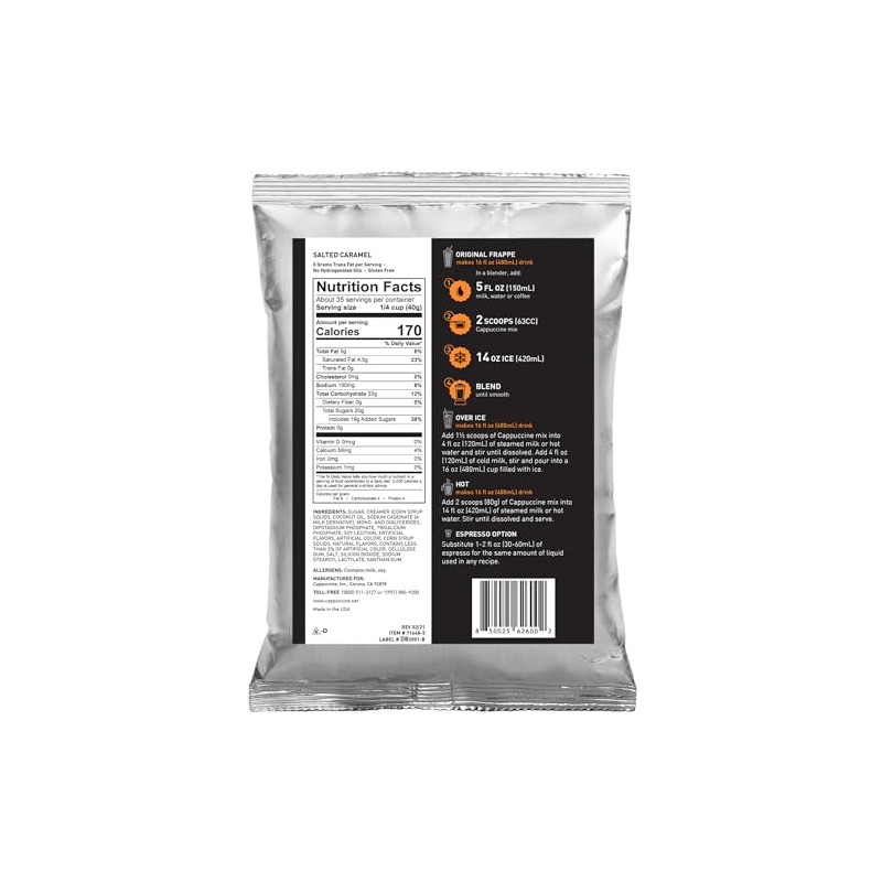 Cappuccine Frappe Mix (Salted Caramel), 3 Pound