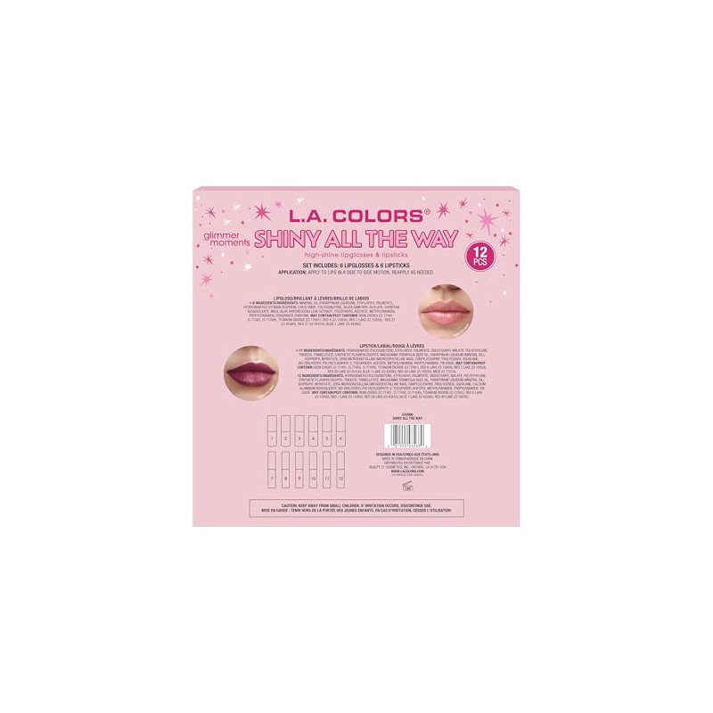 L.A. COLORS Set de Labiales Shiny All The Way, 6