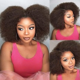 Style Icon 1 Bundle Afro Kinkys Bulk Human Hair (14", DARK BROWN 4#) - Afro Twist Braiding Hair - Curly Hair Extensions for Dreadlocks Loc