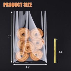 ZGORENDZ 220 PCS Clear Cellophane Treat Bags with Gold Twist Ties, 4.5x7 Inches Plastic Goodie Gift Bags for Party Favors, Candies, Cookies, Snacks