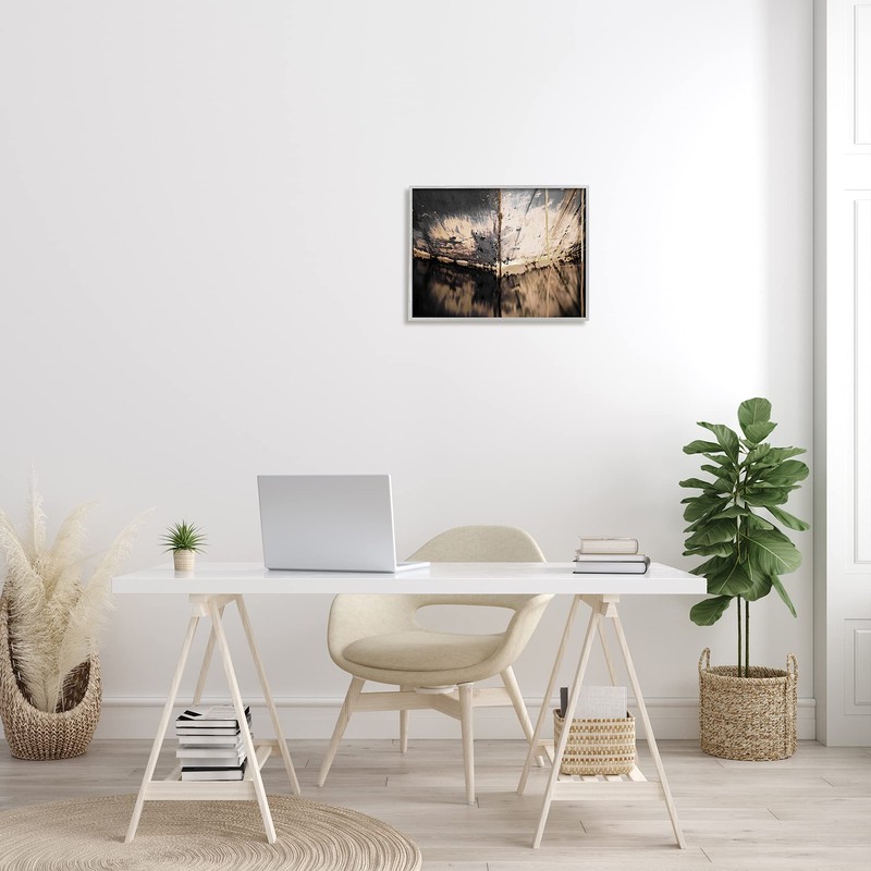 Stupell Industries Abstract Boat Underside Reflection Distressed Murky Lake, Designed