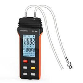 Differential Pressure Gauge Air and Gas Pressure Gauge GR-189B Differential Pressure Gauge with Two Connections 11 Selectable Units Differential Pressure Gauge Large LCD Display HVAC Gas Pressure