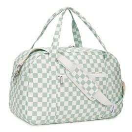 for Cabin Bag 45x36x20 New Easyjet Underseat Travel Duffel Bag with Wet Pocket Weekend Overnight Bag for Women Carry on Luggage 25L (Mint Green Checkerboard)