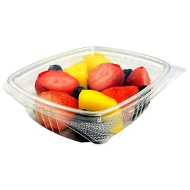Koda Cup 8 oz. RPET Clear Plastic Hinged Lid Deli Meal Prep Fruit Salad Display Food Storage Containers (Pack of 12)