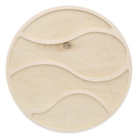 Welled Wood Surface, Circle with Wave Shaped, 10" X 10", for Wooden Trays, Crafts and Decorations, Welled Center for Resin Design Or Paint - Decoupage, Engraving, Wood Burning