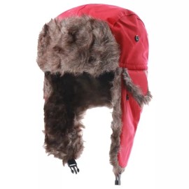 Unbranded Red Winter Mens Ushanka Aviator Trapper Hat Russian Trooper Flap Faux Fur Cap