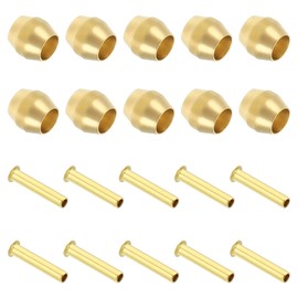 PATIKIL Brass Compression Sleeves Ferrules for 1/8 Inch OD Hose Tube, 20 Pack Brass Ferrule Brass Compression Insert Fitting Assortment Kit for Air Water Gas Pipe