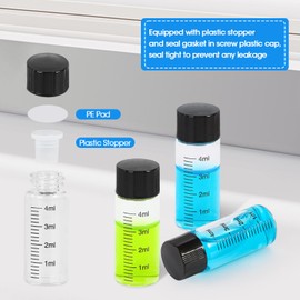 Cadbibe 4ml Clear Glass Graduated Vials with Screw Caps and Plastic Stoppers, 1 Dram Small Sample Vials with Lids, Leak-Proof Liquid Storage Empty Vial, 25PCS