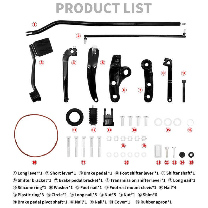 HDBUBALUS Motorcycle Forward Controls Pegs Levers Linkages Kit Set Fit