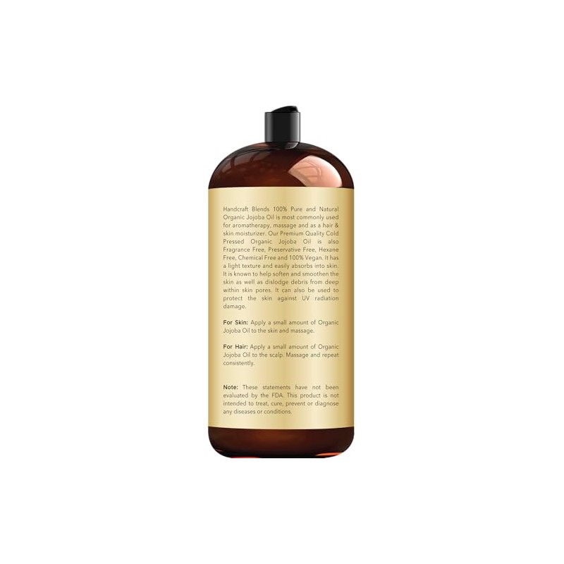 Handcraft Blends Usda Aceite de Jojoba Orgánico - 28 Fl