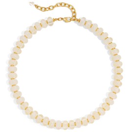 CLASSYZINT White Resin Bead Necklace for Women Boho Choker Necklace Statement Necklace Summer Vacation Jewelry