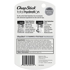 ChapStick Total Hydration Moisture + Tint Pink Nude - Tubo de bálsamo labial tintado, hidratante tintado, 0.12 onzas