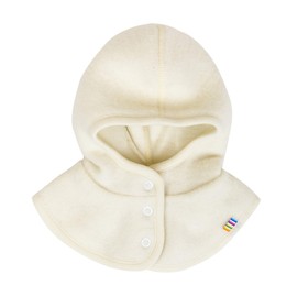 Joha Baby Kids Unisex Button Down Balaclava Merino Wool Scarf Hat, natural