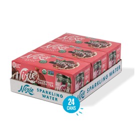 Nixie Sparkling Water, Pomegranate Green Tea | 12 fl oz cans, 24 pack | Organic, Non-GMO, Lightly Caffeinated (15mg), 0 Calories, 0 Sugar, 0 Sodium