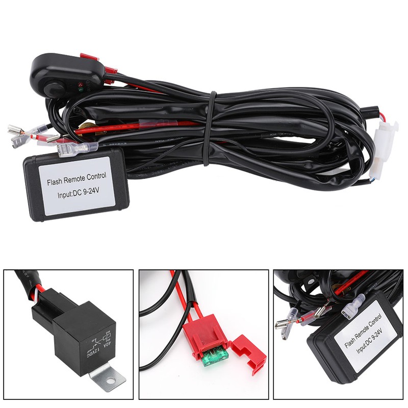 2m 2 In 1 LED Wiring Harness Remote Control Flash