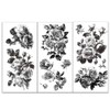 OLYCRAFT Black and White Roses Decals for Rubbing on Furniture and Crafts 15 x 30 cm Large Sketches Roses Decor Transfer Stickers Floral Decals for Rubbing On Pack of 3
