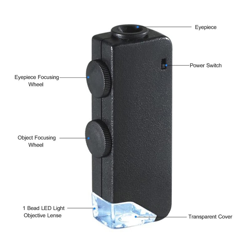 Oumefar 60-100X Adjustable Portable Bag LED Illuminated Zoom Field Microscope