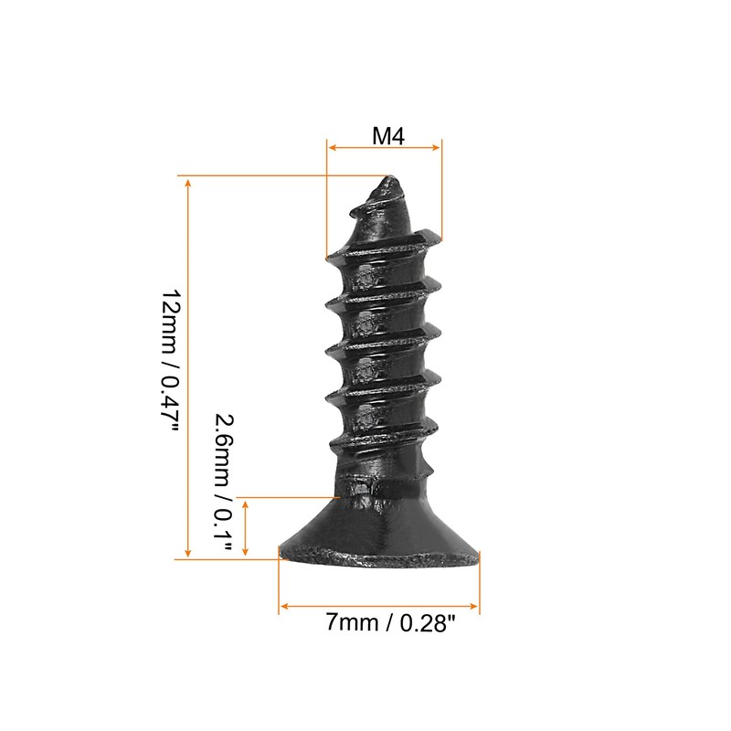 sourcing map M4 x 12 mm Wood Screws Phillips Flat