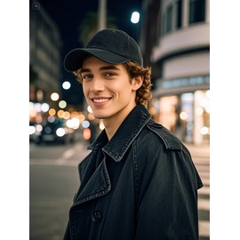 Men Women Classic Baseball Hat, Soft Washed Vintage Adjustable Baseball Cap Black