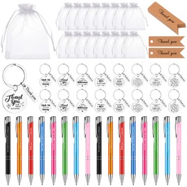 ULELE 16 Sets Thank You Ballpoint Pens Employee Appreciation Gifts Thank You Employees Keyring Staff Thank You Gifts for Coworkers Staff Team Nurse Mentor Volunteer Social Worker