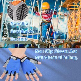 CubePlug Kids Boy Girl Cycling Climing Half Finger Gloves GEL Padded BMX Bike Fingerless [SPI] (M, Navy)