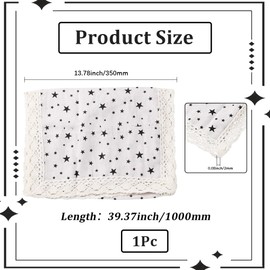 GORGECRAFT 39.37×13.78 Inch Cotton Linen Machine Protector Decorative Kitchen Appliance Cover with Storage Pockets Microwave Oven Top Dust Oil Proof Cover for Decor Appliance Dust Control (White Star)