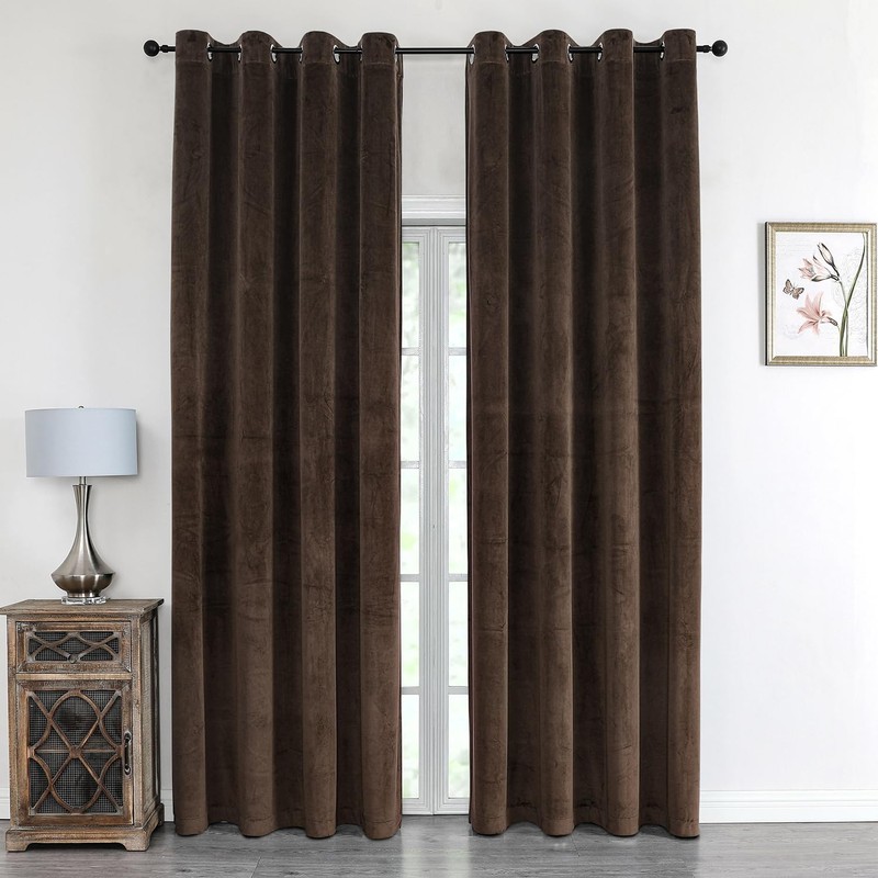 BEAUTEX Velvet Blackout Curtain with Eyelets 140 x 175 cm
