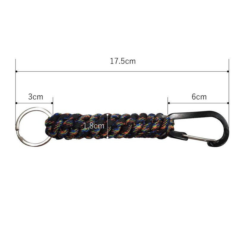 H.N.Z Carabiner Paracord Keychain Keychain Keyring Rainbow pckh-008