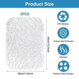 Pack of 2 Sink Inserts, 30 x 40 cm, Pebble Sink Mat, Sink Mat for Sink, PVC Sink Protection Mat, Sink Mat for Dishes, Glassware, Vegetables (Transparent)