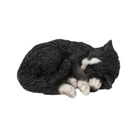 ウービア すやすや～ハチワレ黑白猫 9.5×7.7×4.5㎝ 人形 フィギュア 置き物 アニマル 動物 ガーデン 装飾 ネコ H13118-3B