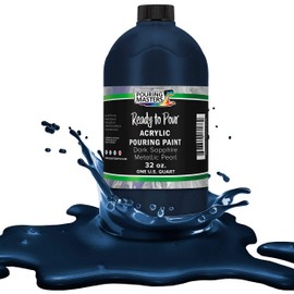 Pouring Masters Dark Sapphire Blue Metallic Pearl Acrylic Ready to Pour Pouring Paint â Premium 32-Ounce Pre-Mixed Water-Based - for Canvas, Wood, Paper, Crafts, Tile, Rocks and More