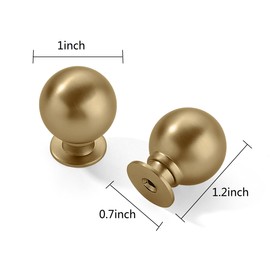 CABDM 20 Pack 1 Inch Vintage Ball Brushed Brass Cabinet Knobs Kitchen Cabinet Hardware Brushed Gold Drawer Knobs Pulls for Drawers.