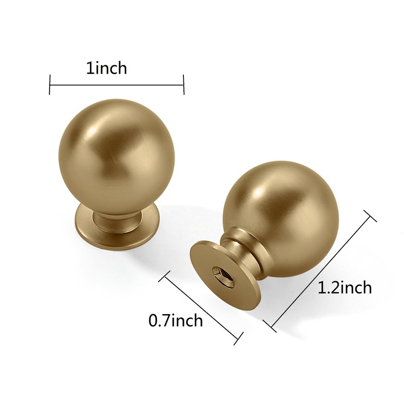 CABDM 20 Pack 1 Inch Vintage Ball Brushed Brass Cabinet