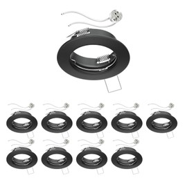 ledscom.de FERE Ceiling Mounting Frame Matt Black (LED/Halogen/MR16/50 mm) with GU5.3 Socket, Pack of 10