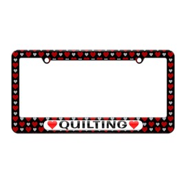 GRAPHICS & MORE Quilting Love with Hearts - License Plate Tag Frame - Hearts Love Design