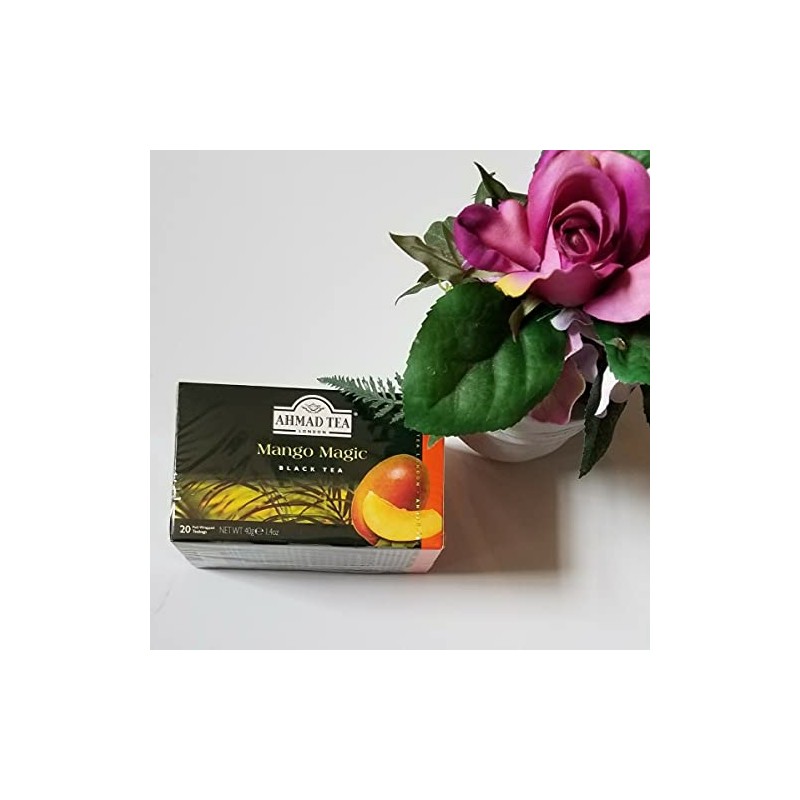 (Pack of 6) Ahmad Mango Magic Black Tea, 20 Bags/box