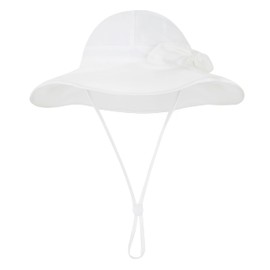 Baby Girl Sun Hat Toddler Summer Bucket Hats UPF 50+ Hat for Infant Girl Beach Hat with Wide Brim 0-6T White Bow 2-4 T