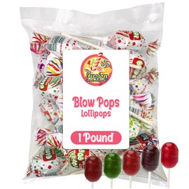 Blow Pops Lollipops - 1 Pound Bulk Bag (About 23 Pieces) - Assorted Fruit Flavors, Individually Wrapped - Cherry, Grape, Sour Apple, Watermelon, Strawberry Flavor Blow Pop