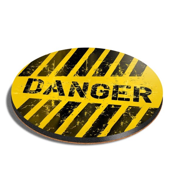 1 x Round Coaster - Danger Sign Grunge Distressed Cork