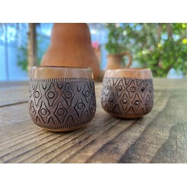 Artisan Clay Cups | Handcrafted and Hand Glazed Copitas | The Proper Traditional Vessel for Mezcal and Tequila, or Any other Neat Spirit | Set of 2