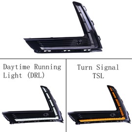 Prefer Warehouse Pair Upgrade Dual-Color L-Shaped Flash Sequential LED Fog Light Cover W/Daytime Running Light Turn Signal Compatible With Honda CRV CR-V 2022-2025 Replacement HO1038173 HO1039173