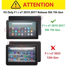 Maomi for Fi re7 case 9th 7th Generation 2019 2017 Release, Kickstand Heavy Duty Cover [ NOT fit New Fi re7 Tablet 2022 Release 12th Gen ] (-Black-)