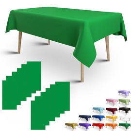 FULDGAENR Green Plastic Tablecloth, Disposable Green Table Cloths Plastic 54x108 Inch Size for 6-8 Foot Rectangle Table Indoor/Outdoor Parties Birthdays Weddings Anniversary - 1 Pack, Green