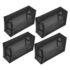 TOVINANNA 4pcs Mesh Makeup Bags Nylon Travel Toiletry Organizer Small Cosmetic Pouches for Effortless Access and Identification Easy to Clean and Organize for Home Travel