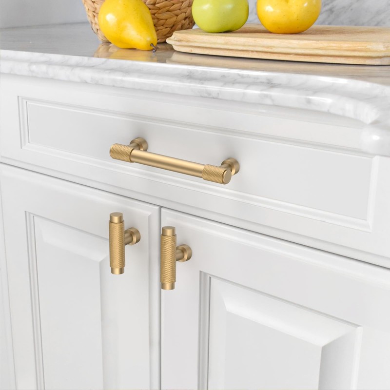 Coinkoly 10 Pack 3.75"(96mm) Champagne Bronze Cabinet Pulls Knurled Kitchen