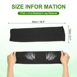 PATIKIL 42cm Cut Resistant Leg Sleeves, 1 Pair HPPE Protective Leg Protectors Sleeves Thin Skin Protective Sleeves for Welding Mowing Construction, Black