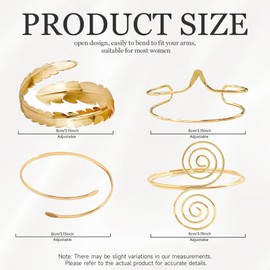 KJMYYXGS 4 Pcs Gold Upper Arm Cuff Jewelry for Women, Arm Bracelet Upper Adjustable Arm Bangles for Women Minimalist Jewelry Gift for Her(Gold1)