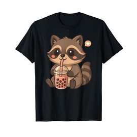 Cute Raccoon Boba Tea Lover Zoo Kawaii Boys Girls Kids T-Shirt